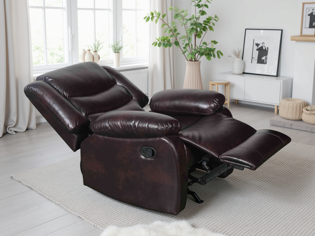 Conrad Manual Recliner Sofa Armchair In Brown