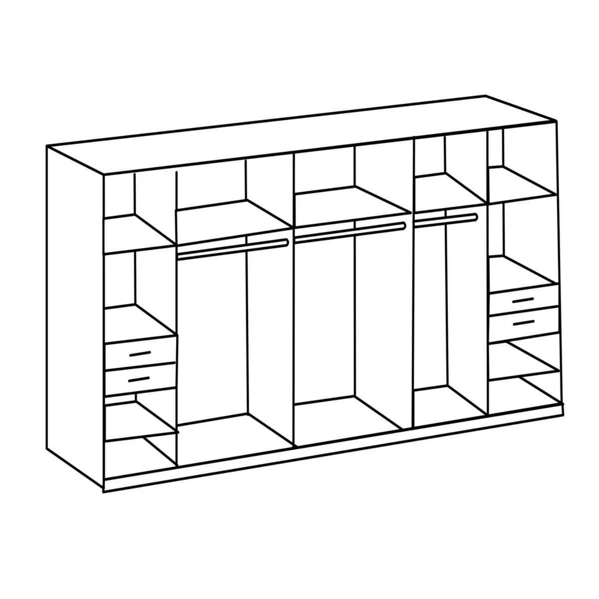 Richmond 9 Door Wardrobe with 3 Mirrors and 4 Drawers Oak and Graphite 313cm - image 9