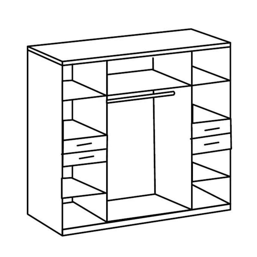 Richmond Graphite 4 Door Wardrobe with Mirrors and Drawers