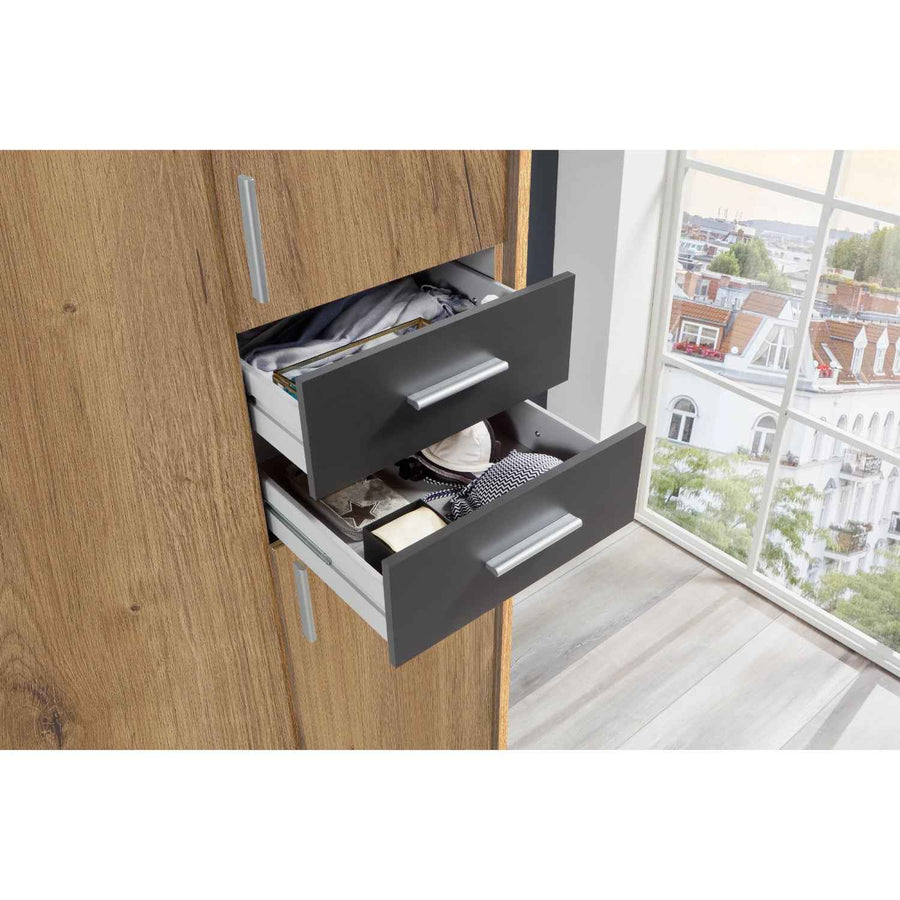 Richmond Graphite 5 Door Wardrobe with Mirror and Drawers