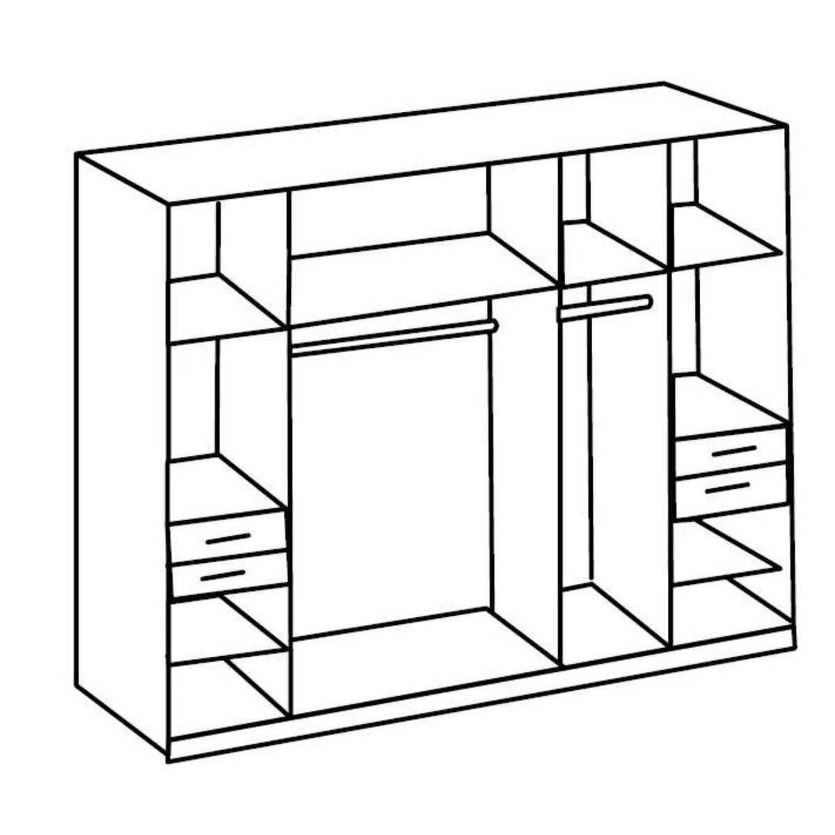 Richmond Graphite 5 Door Wardrobe with Mirror and Drawers