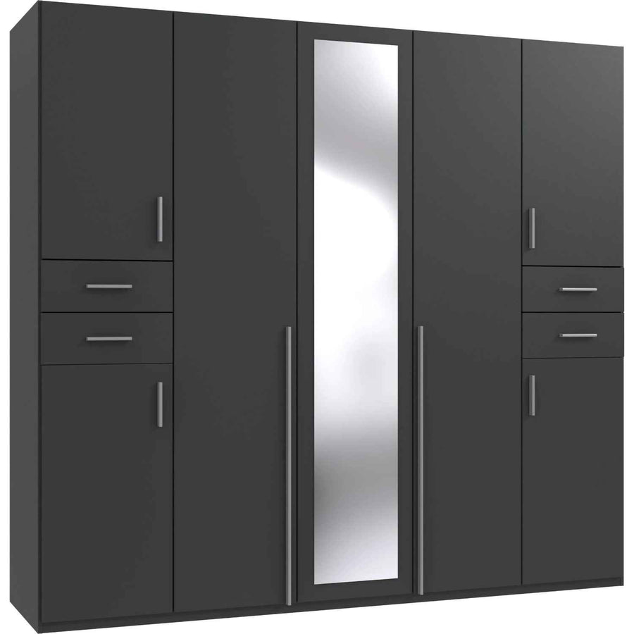Richmond Graphite 5 Door Wardrobe with Mirror and Drawers
