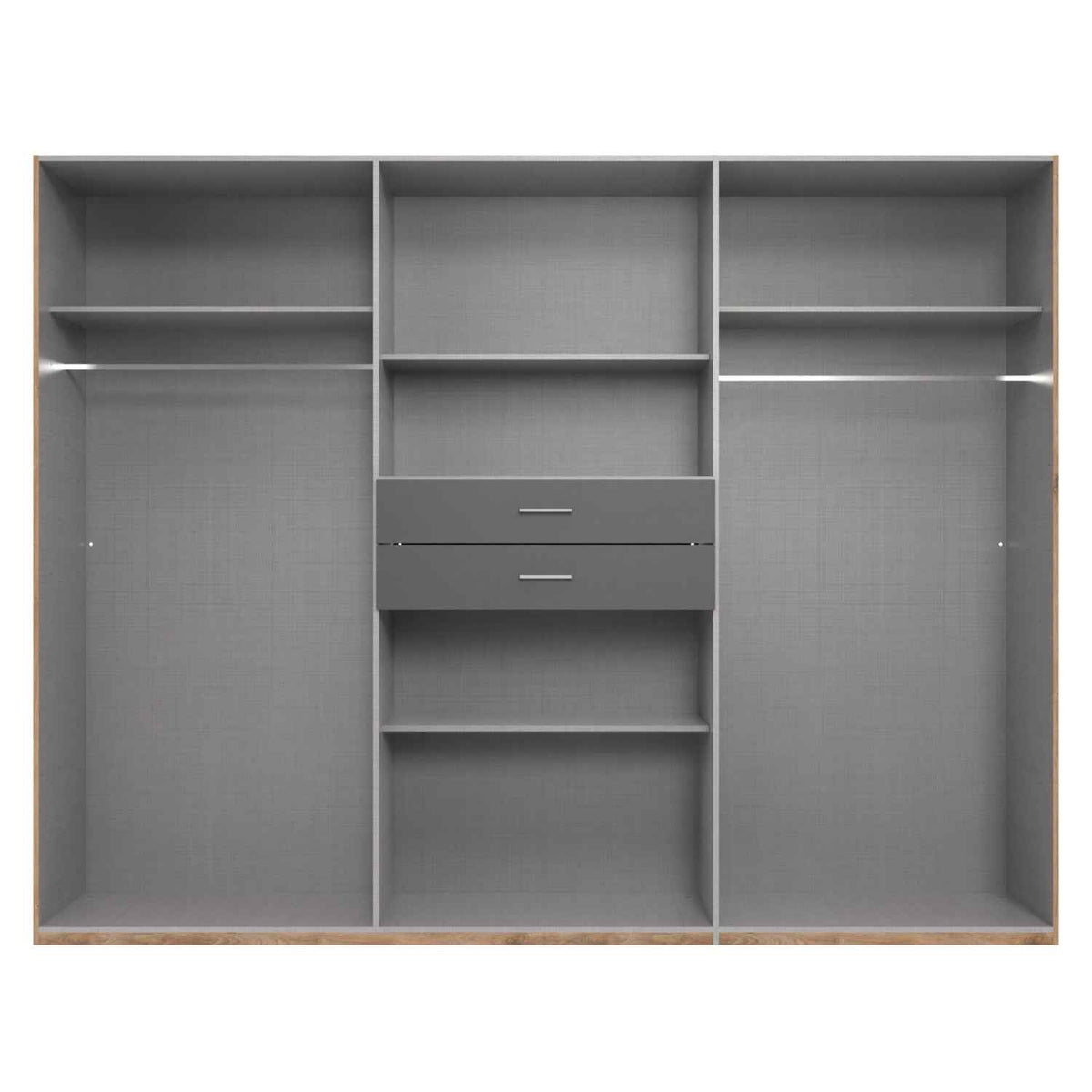 Alnwick 6 Door Wardrobe in Viking Oak with Mirrors and Drawers