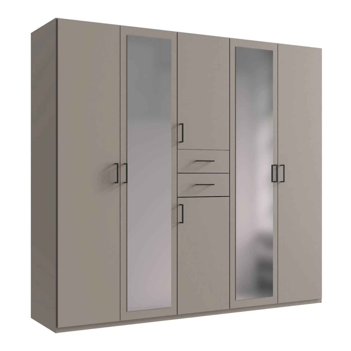 Alnwick 5 Door Wardrobe in Sahara Grey with Mirrors and Drawers