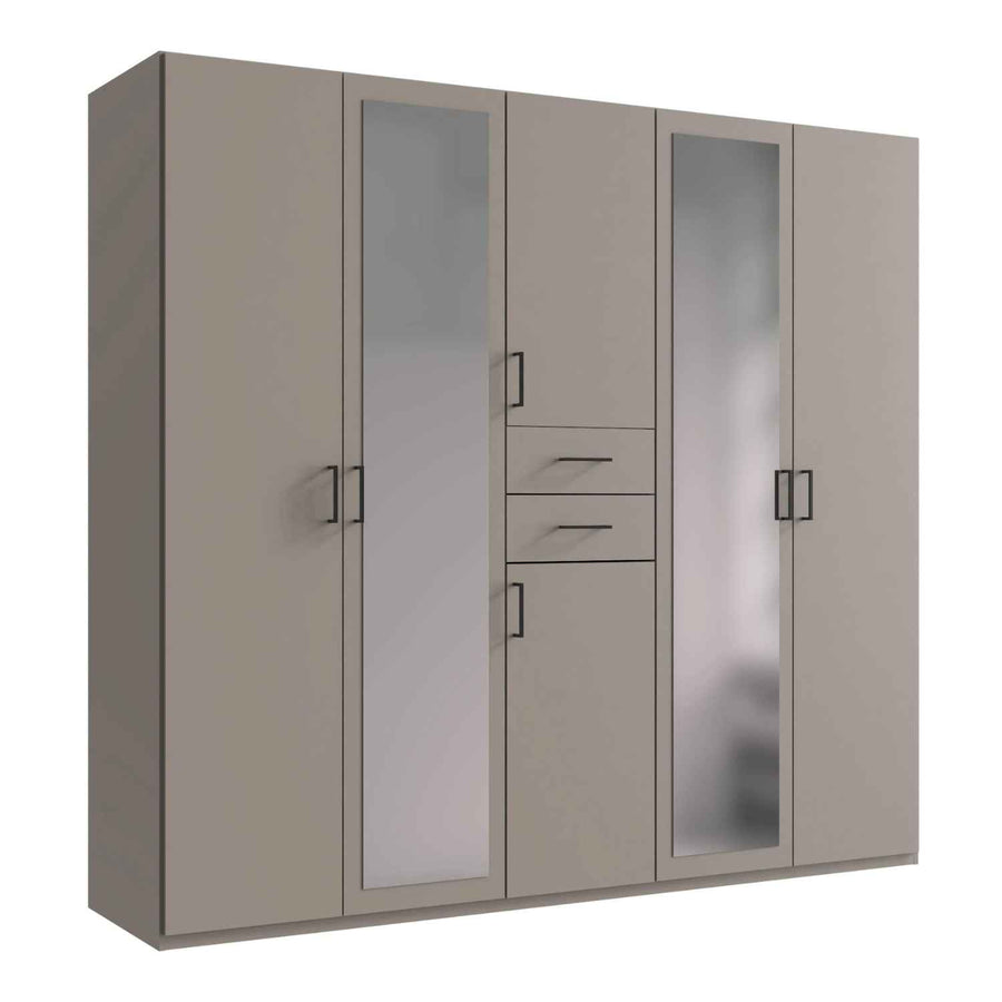 Alnwick 5 Door Wardrobe in Sahara Grey with Mirrors and Drawers