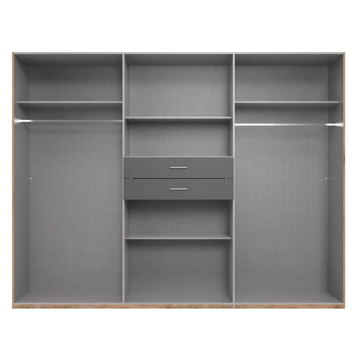Alnwick 6 Door Wardrobe in Grey with Mirrors and Drawers