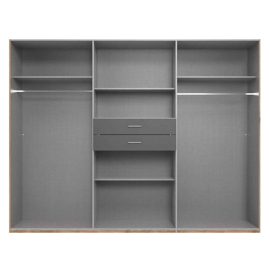 Alnwick 6 Door Wardrobe in Grey with Mirrors and Drawers