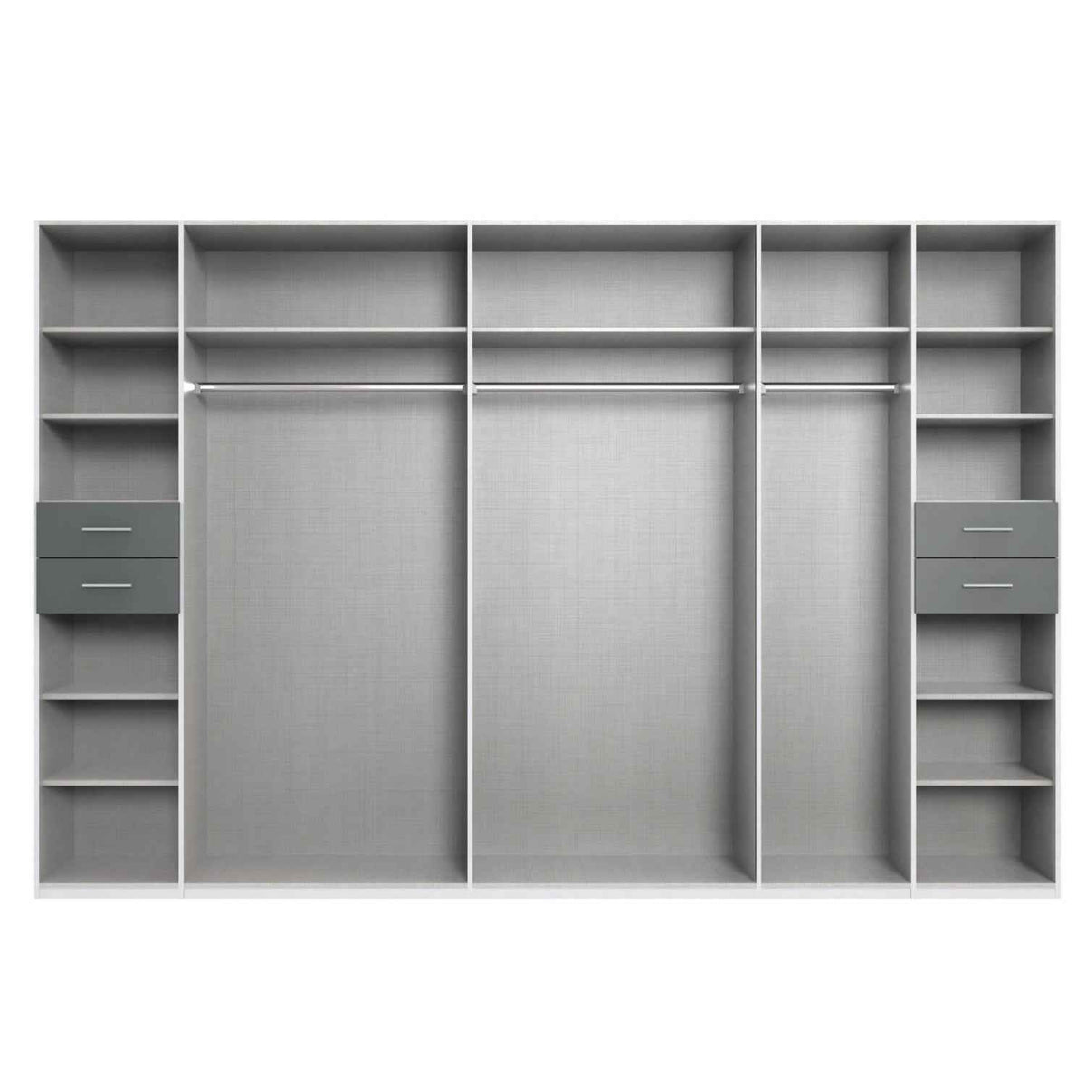 Richmond 7 Door Wardrobe in Grey Sahara with Graphite Drawers and Black Handles