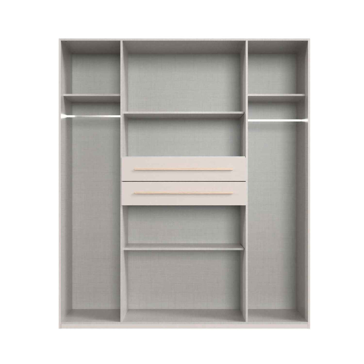 Dorset 4 Door Wardrobe in White with Graphite Drawers and Black Handles