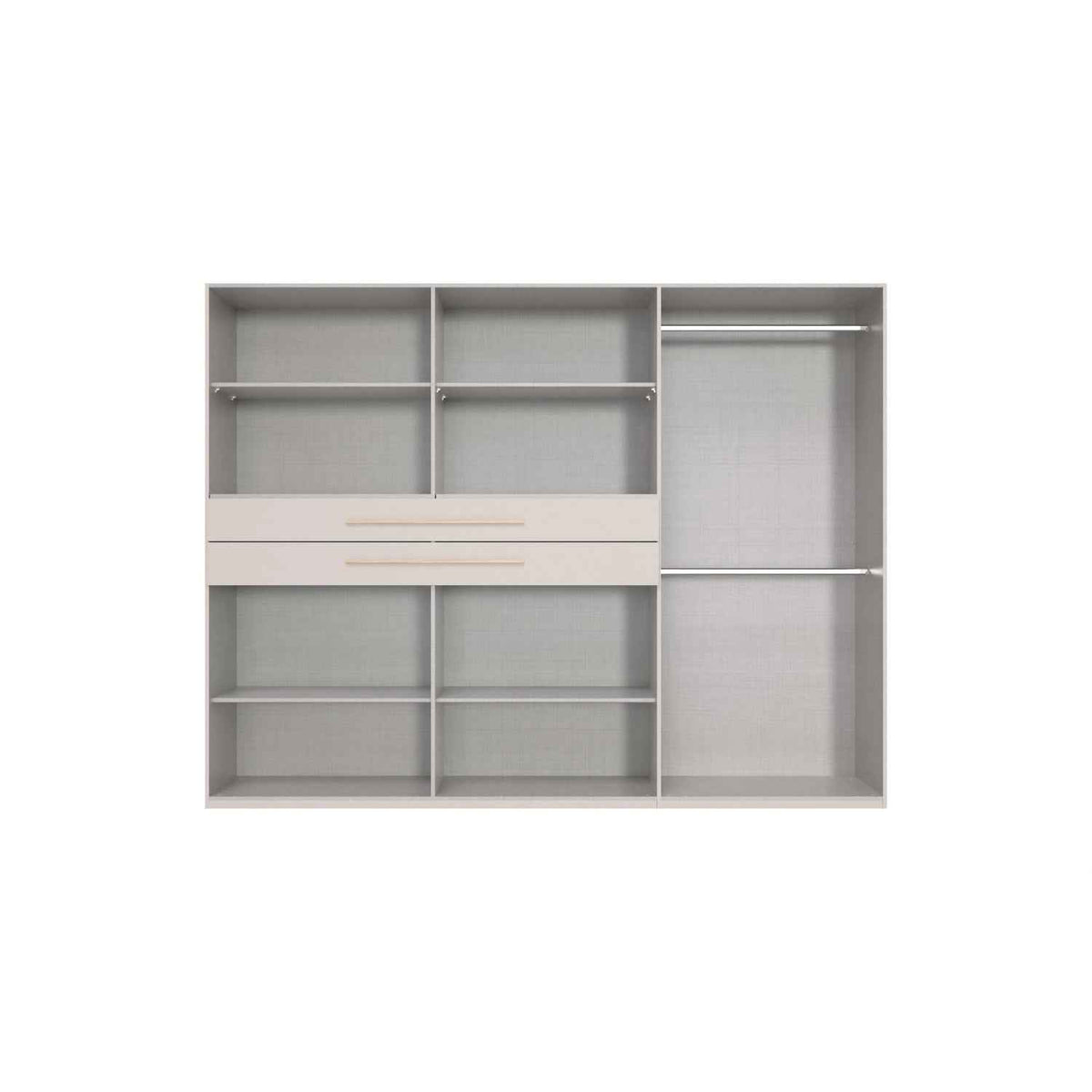 Dorset 6 Door Mirrored Wardrobe in White with Graphite Drawers and Black Handles