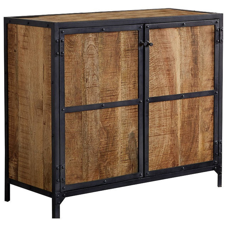 Carbonne Black Small Industrial Metal and Wood Cupboard Sideboard - image 5