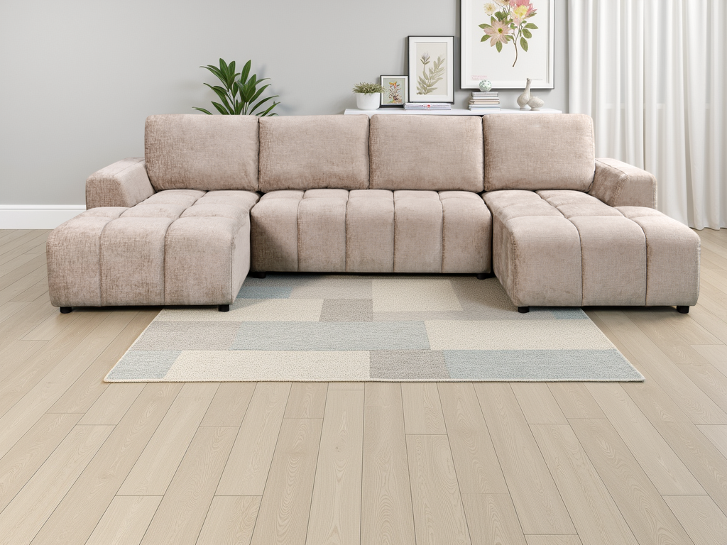 Shanghai LuxuryU Shape Corner Sofabed In  Beige
