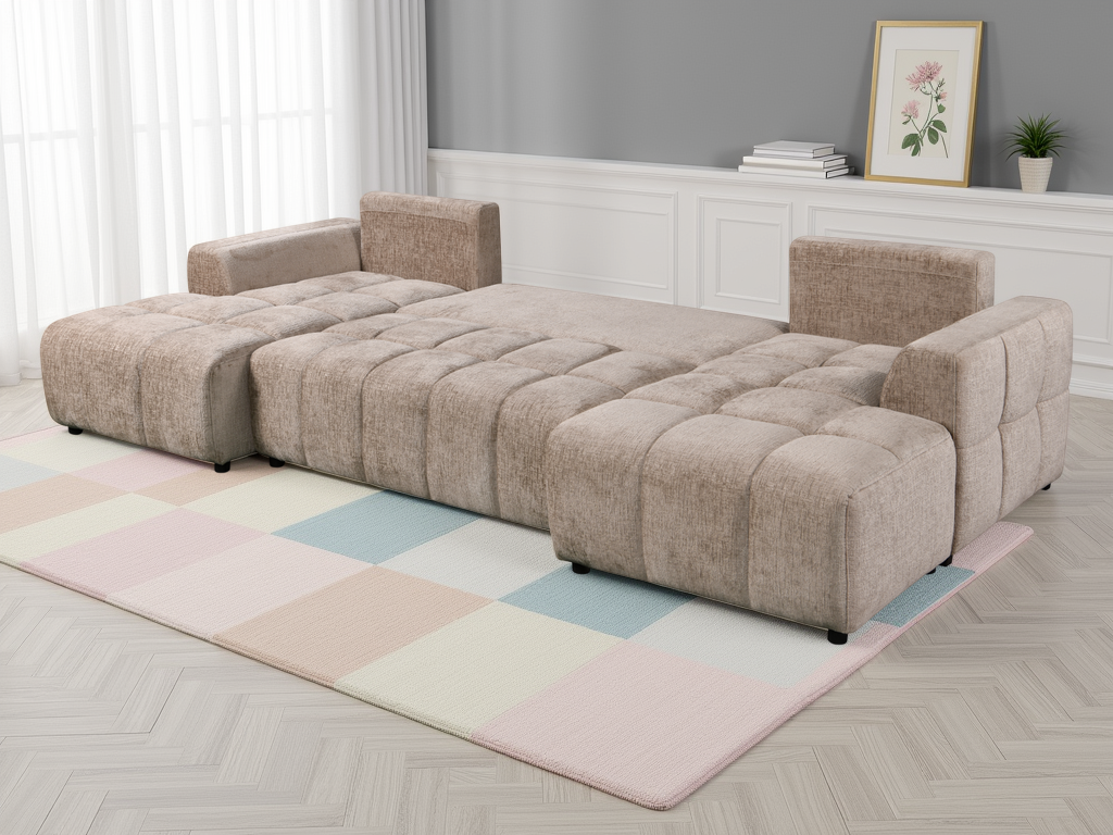 Shanghai LuxuryU Shape Corner Sofabed In  Beige