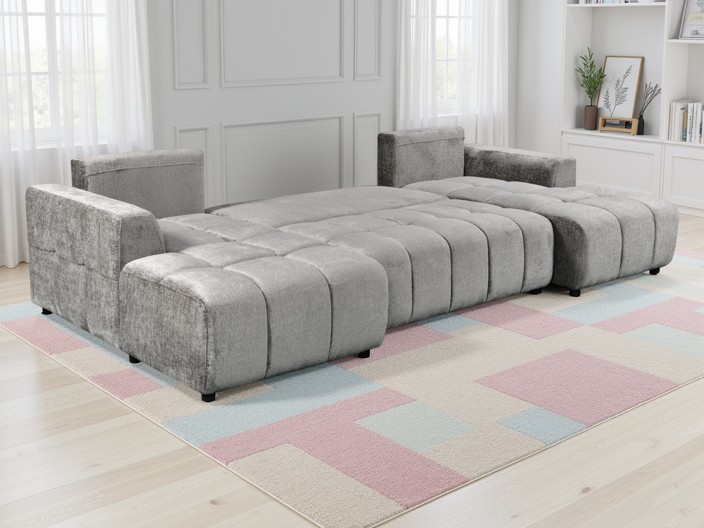 Shanghai Luxury  U Shape Corner Sofabed In Grey