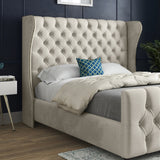 Dozer Straight Curved Top Upholstered Soft Velvet Designer Bed Frame