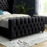 Dozer Straight Curved Top Upholstered Soft Velvet Designer Bed Frame