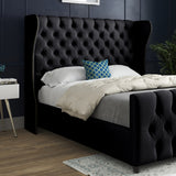 Dozer Straight Curved Top Upholstered Soft Velvet Designer Bed Frame