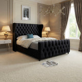 Dozer Straight Curved Top Upholstered Soft Velvet Designer Bed Frame