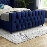 Dozer Straight Curved Top Upholstered Soft Velvet Designer Bed Frame