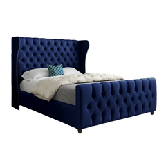 Donati Straight Curved Top Upholstered Soft Velvet Bed Frame