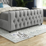 Dozer Straight Curved Top Upholstered Soft Velvet Designer Bed Frame