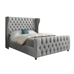 Donati Straight Curved Top Upholstered Soft Velvet Bed Frame