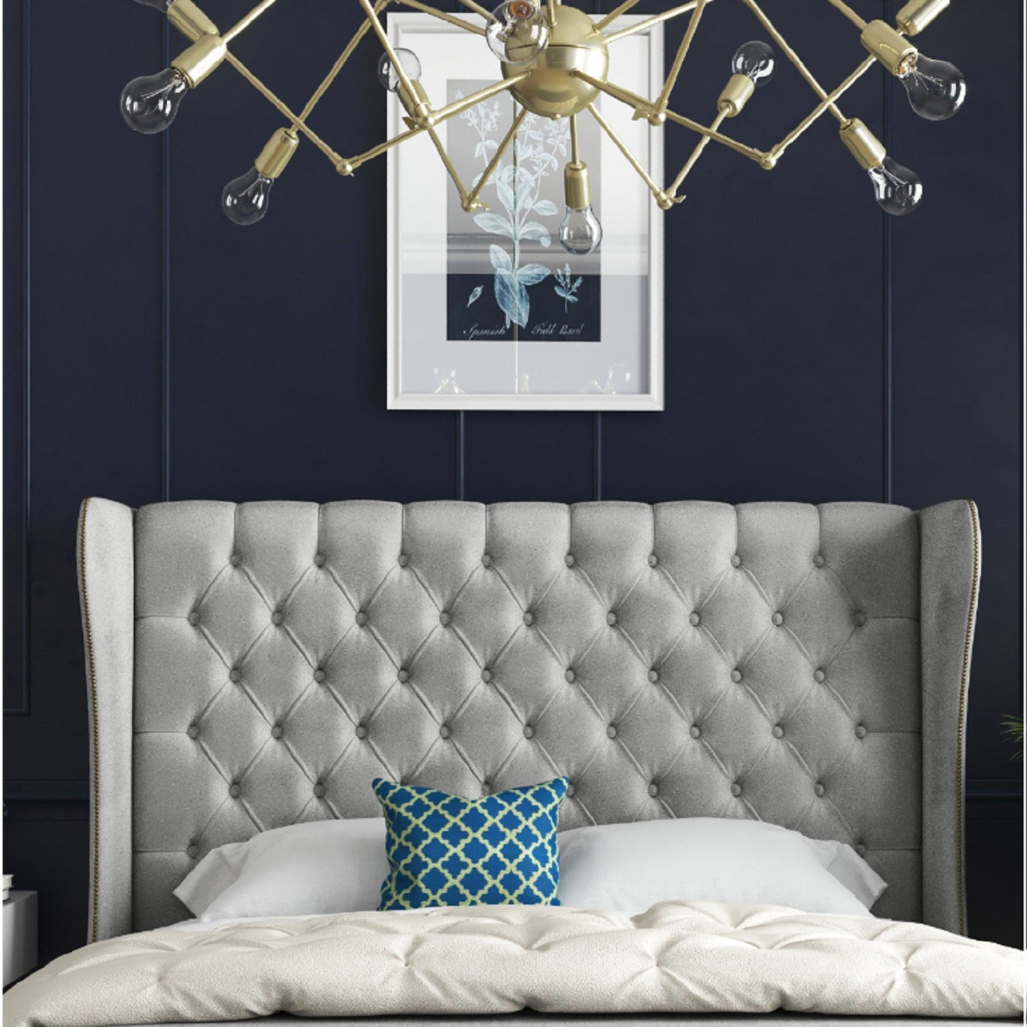 Donati Straight Curved Top Upholstered Soft Velvet Bed Frame