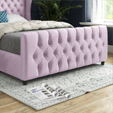 Dozer Straight Curved Top Upholstered Soft Velvet Designer Bed Frame