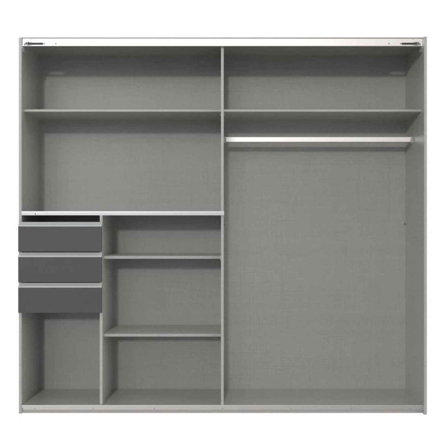 Cambridge 225cm Oak and Black Glass Sliding Door Wardrobe