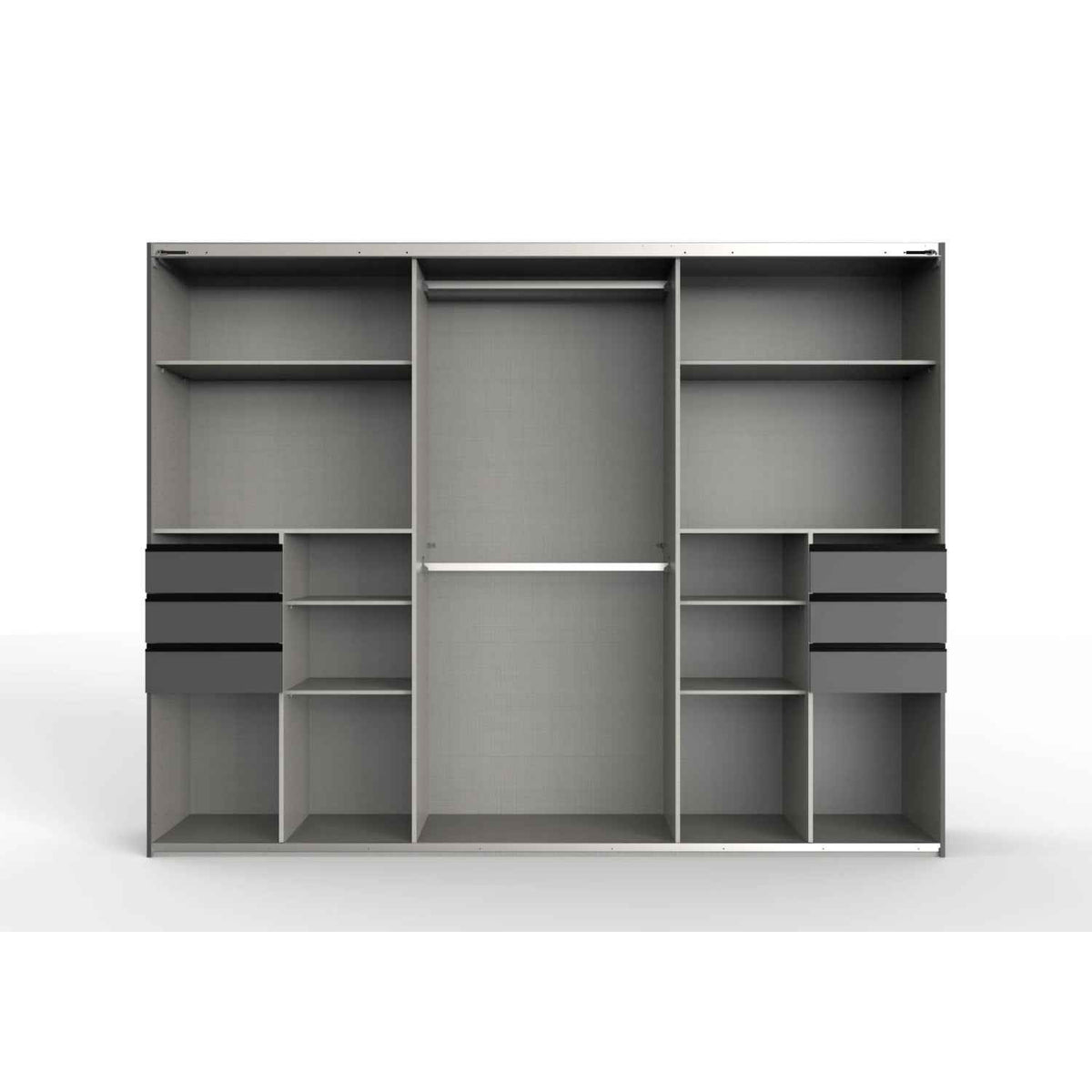 Cambridge 3 Door Sliding Wardrobe in Graphite with Mirror Centre Door