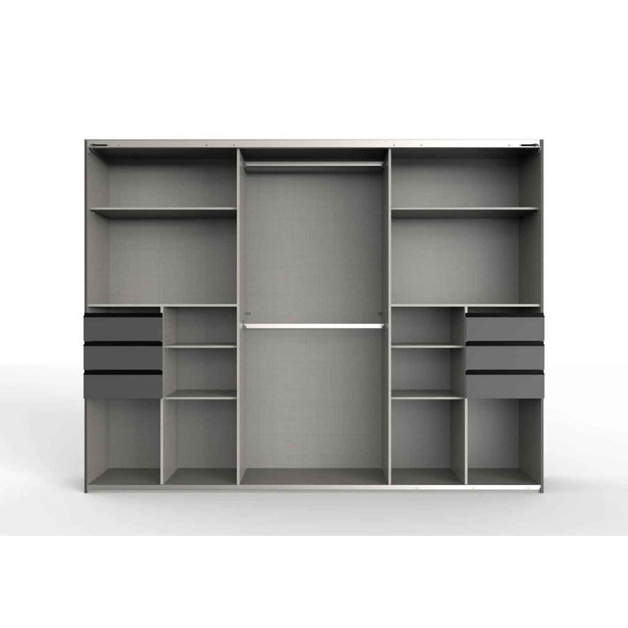 Cambridge 3 Door Sliding Wardrobe in Graphite with Mirror Centre Door