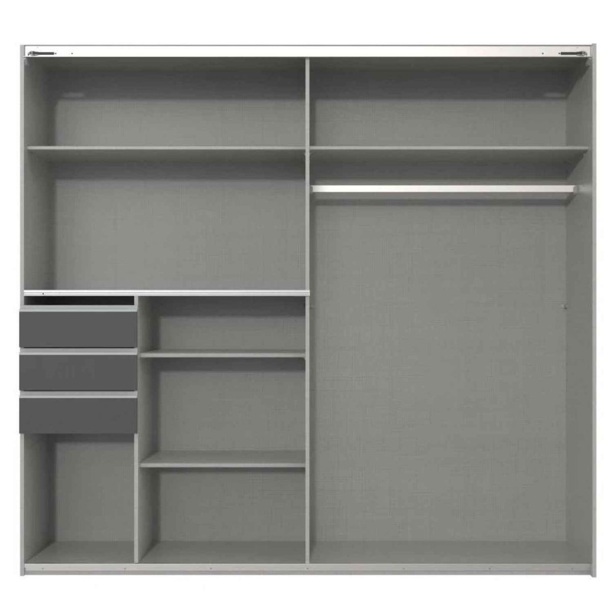 Cambridge White 225cm Sliding Door Wardrobe with Mirror and Drawer Detail