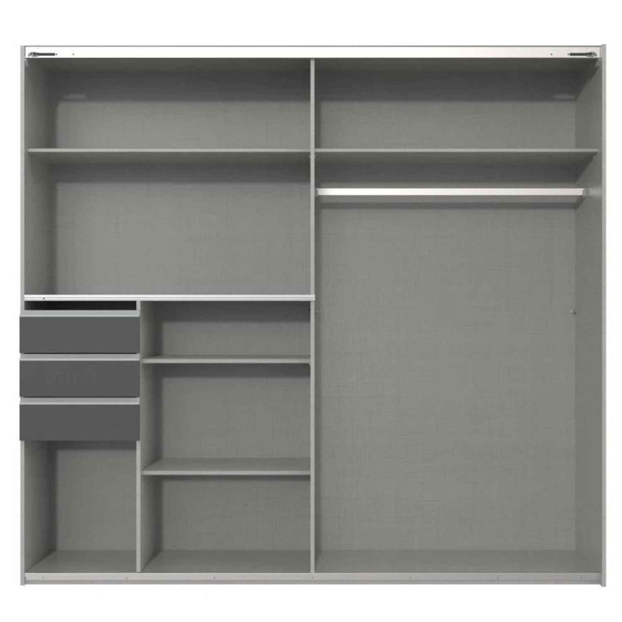 Cambridge White 225cm Sliding Door Wardrobe with Mirror and Drawer Detail