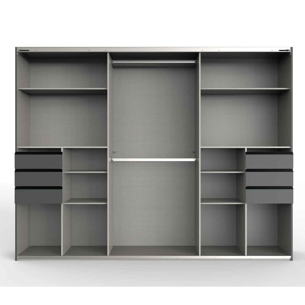 Cambridge White 270cm Sliding Door Wardrobe with Mirror and Drawer Detail