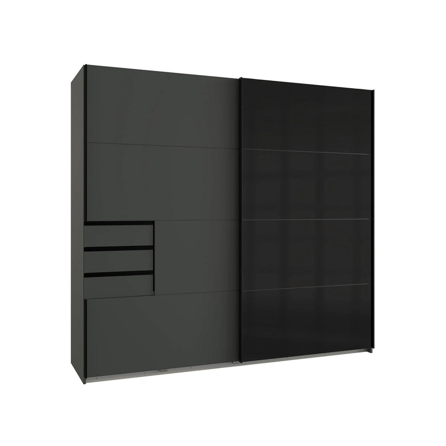 Cambridge 225cm Sliding Wardrobe in Graphite with Black Glass Doors - image 3