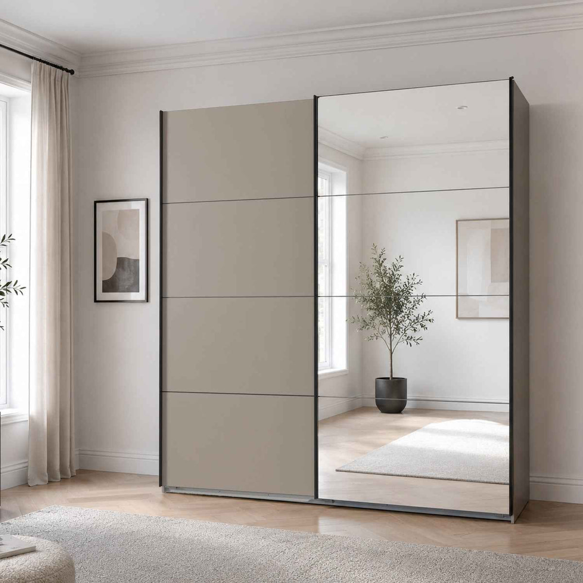 Arundel Sahara Grey 180cm Sliding Door Wardrobe with Mirror