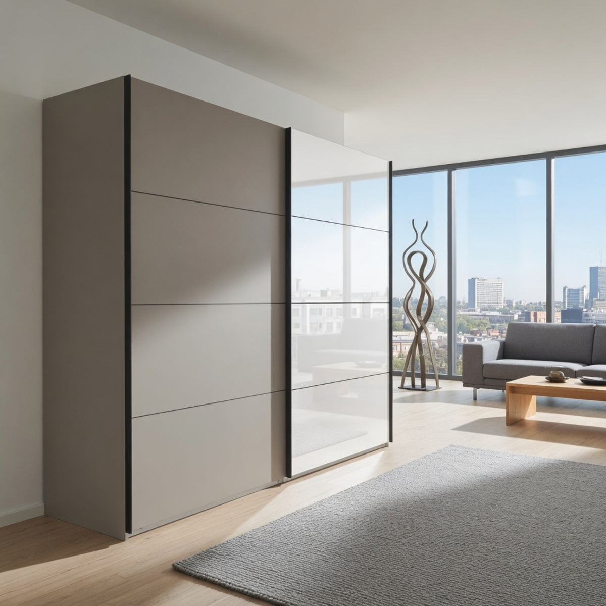 Arundel Sahara Grey 225cm Sliding Door Wardrobe with Mirror - image 6