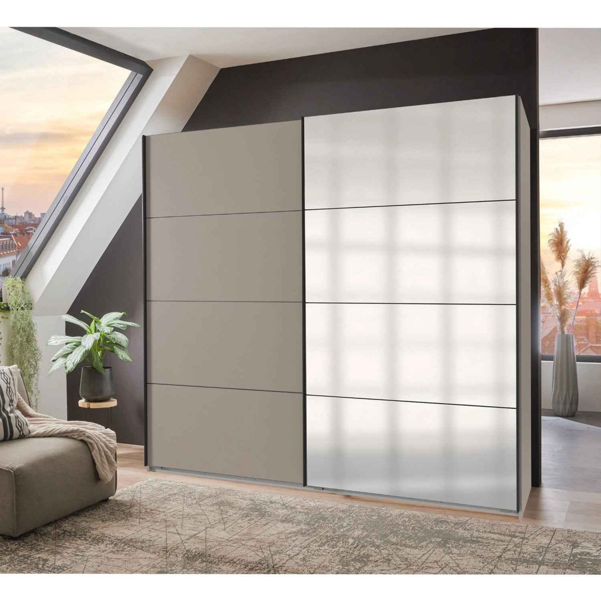 Arundel Sahara Grey 225cm Sliding Door Wardrobe with Mirror