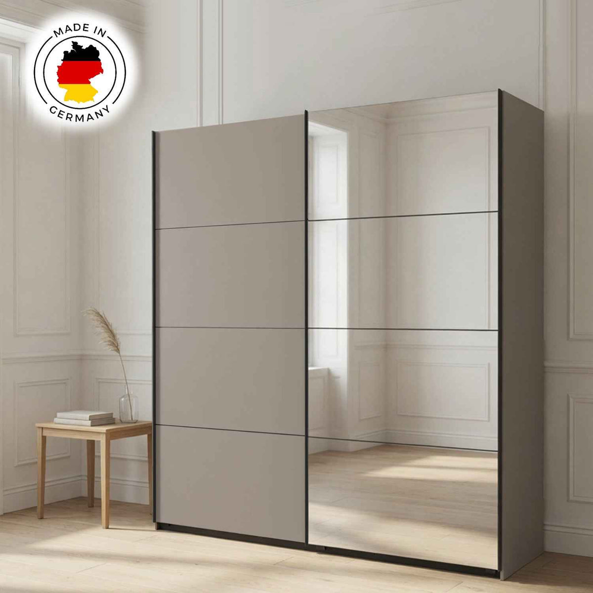 Arundel Sahara Grey 225cm Sliding Door Wardrobe with Mirror