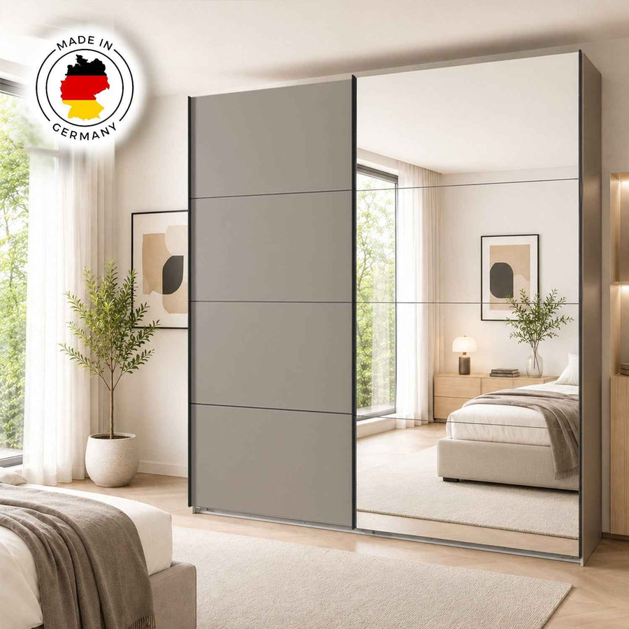 Arundel Sahara Grey 135cm Sliding Door Wardrobe with Mirror