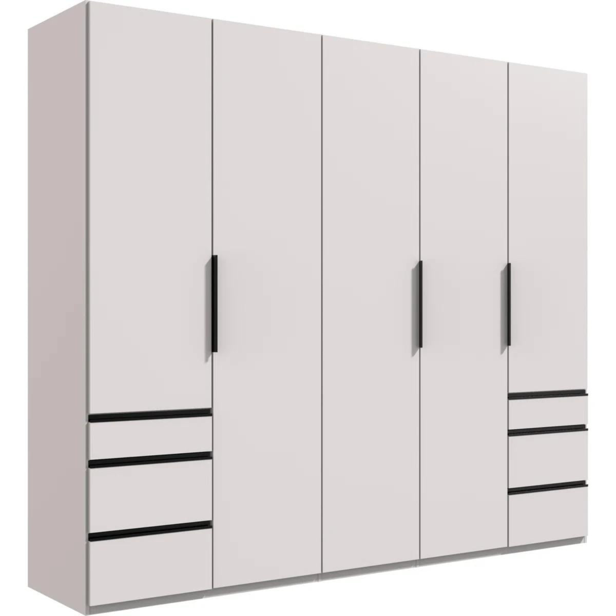Guildford 5 Door Wardrobe in White with Black Handle Detail - image 3