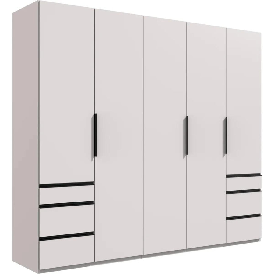 Guildford 5 Door Wardrobe in White with Black Handle Detail - image 3