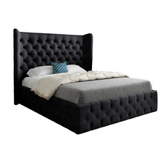 Florence Wide Winged Upholstered Soft Velvet Bed Frame