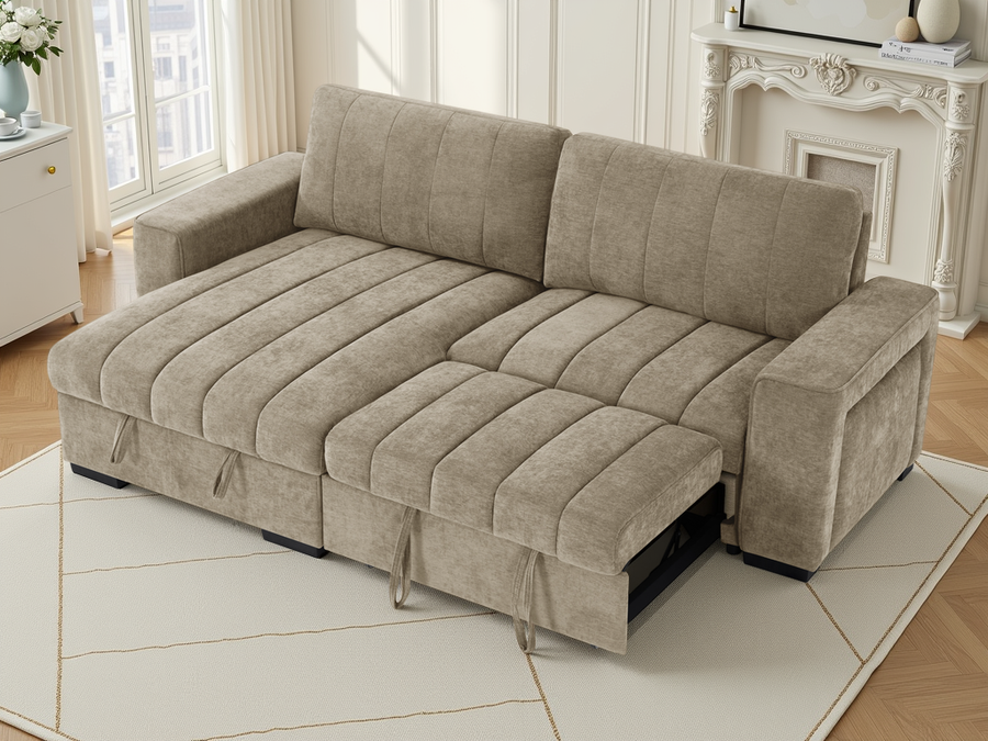 Bakewell Beige Universal Corner Sofa Bed with Storage – view 3