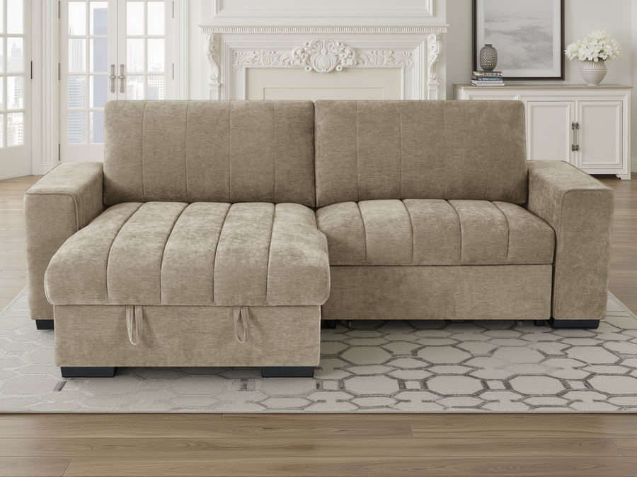 Bakewell Beige Universal Corner Sofa Bed with Storage – view 4