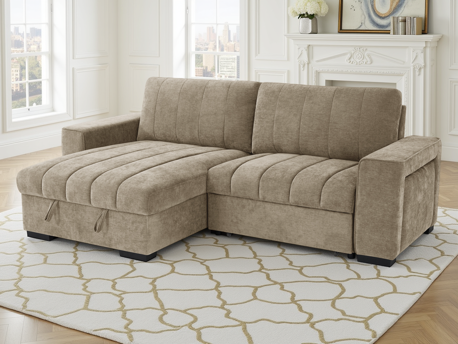 Bakewell Beige Universal Corner Sofa Bed with Storage