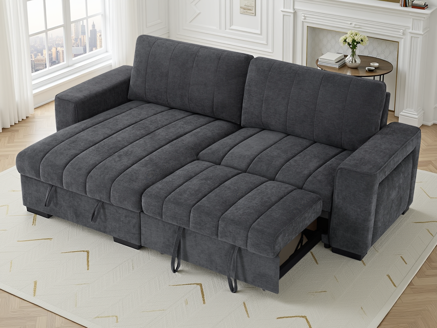 Bakewell Grey Universal Corner Sofa Bed with Storage – view 3