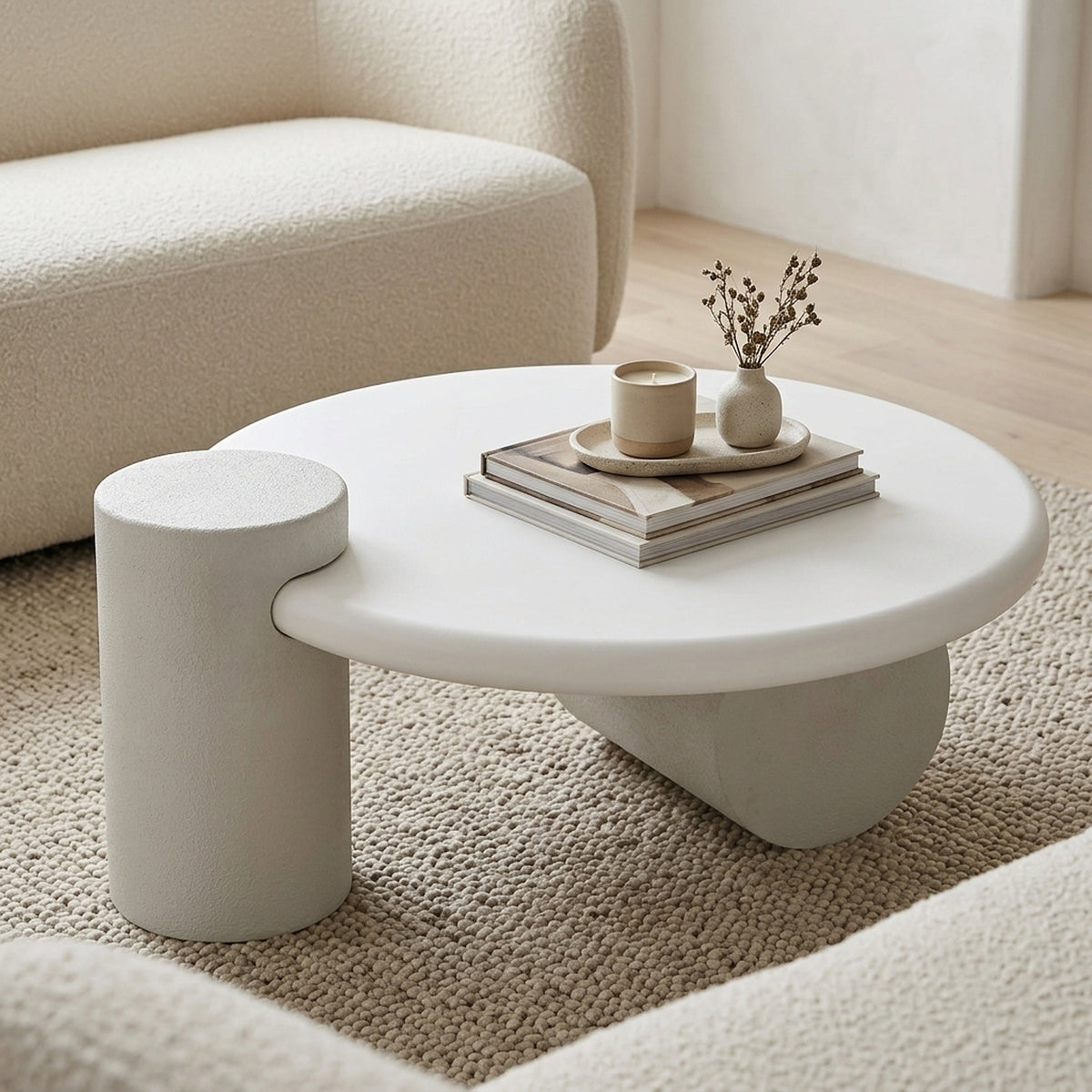 Orbica White Geometric Boho Textured Coffee Table - image 2