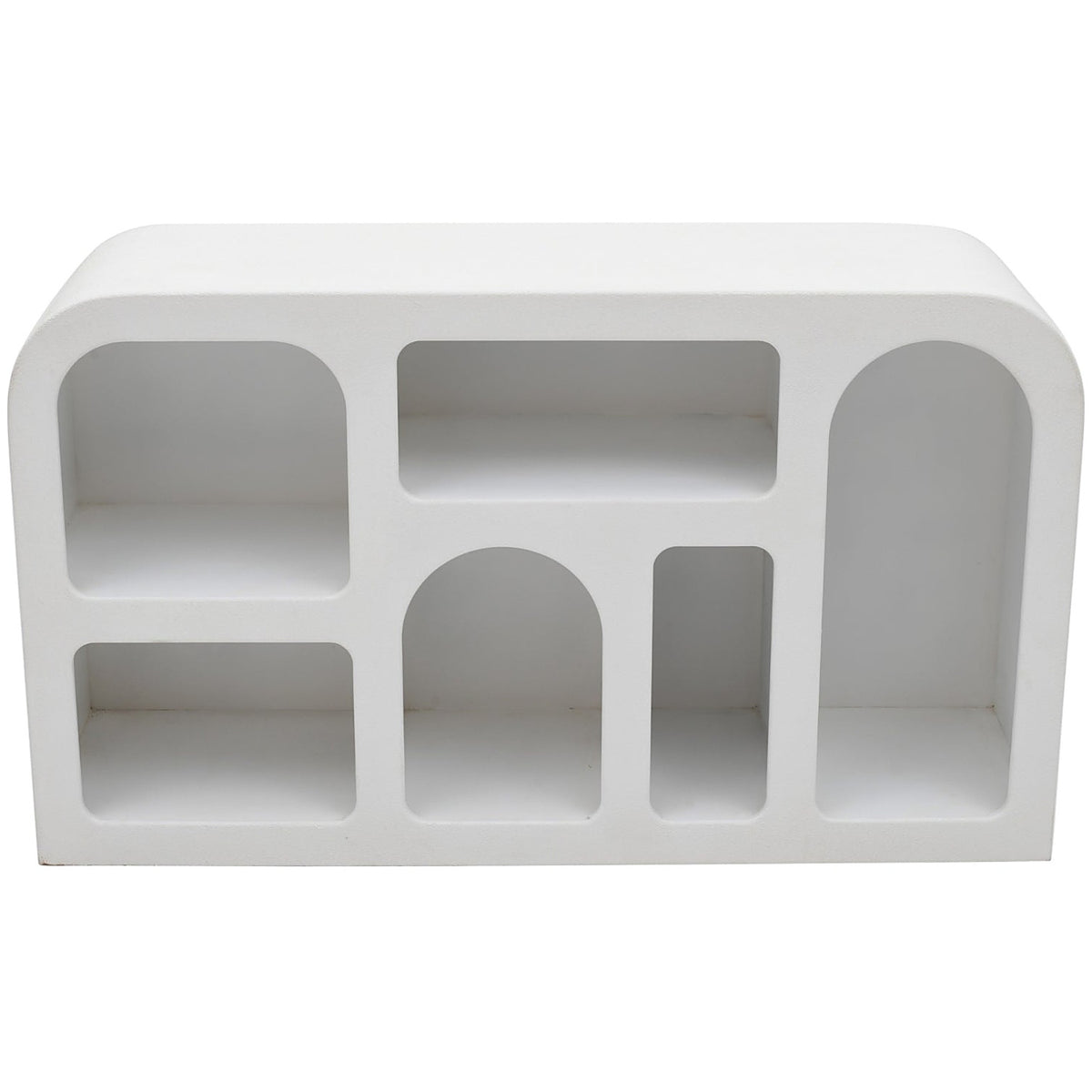Orbica White Geometric Boho Sideboard with Open Shelves