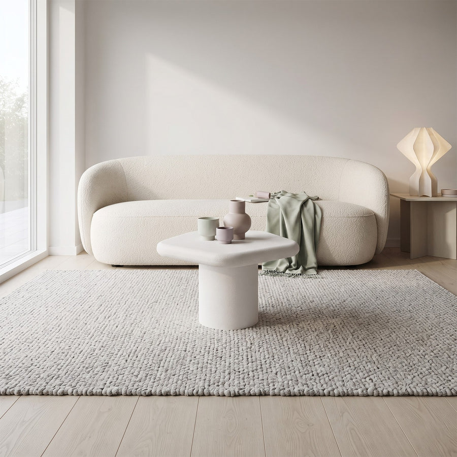 Orbica White Pentagon Textured Finish Low Coffee Table